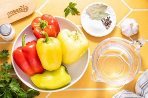 Маринованный болгарский перец с чесноком Маринованный болгарский перец с чесноком